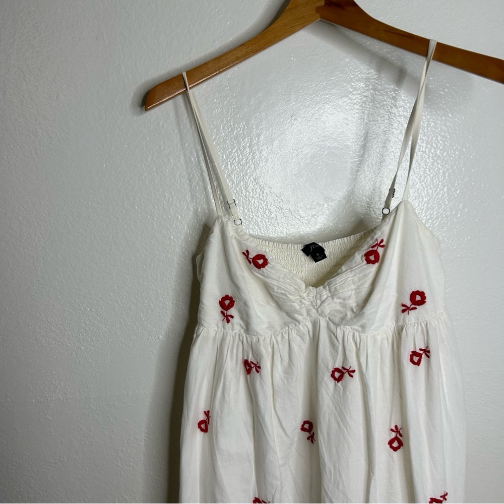 J. Crew Embroidered Beach Maxi Dress White Red 100% Cotton Size Small - Picture 11 of 13